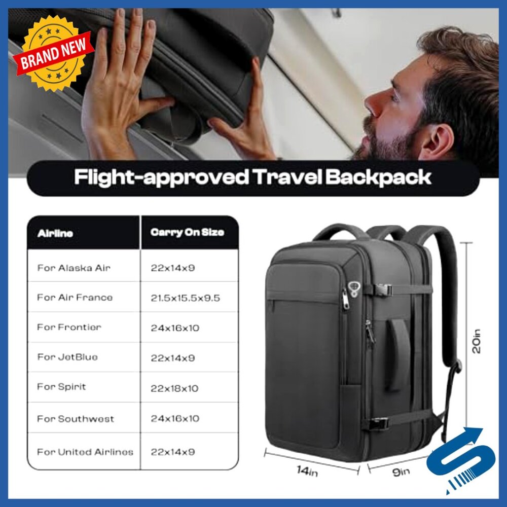 Extra Large Travel Backpack Expandable Laptop Bag… - image 2